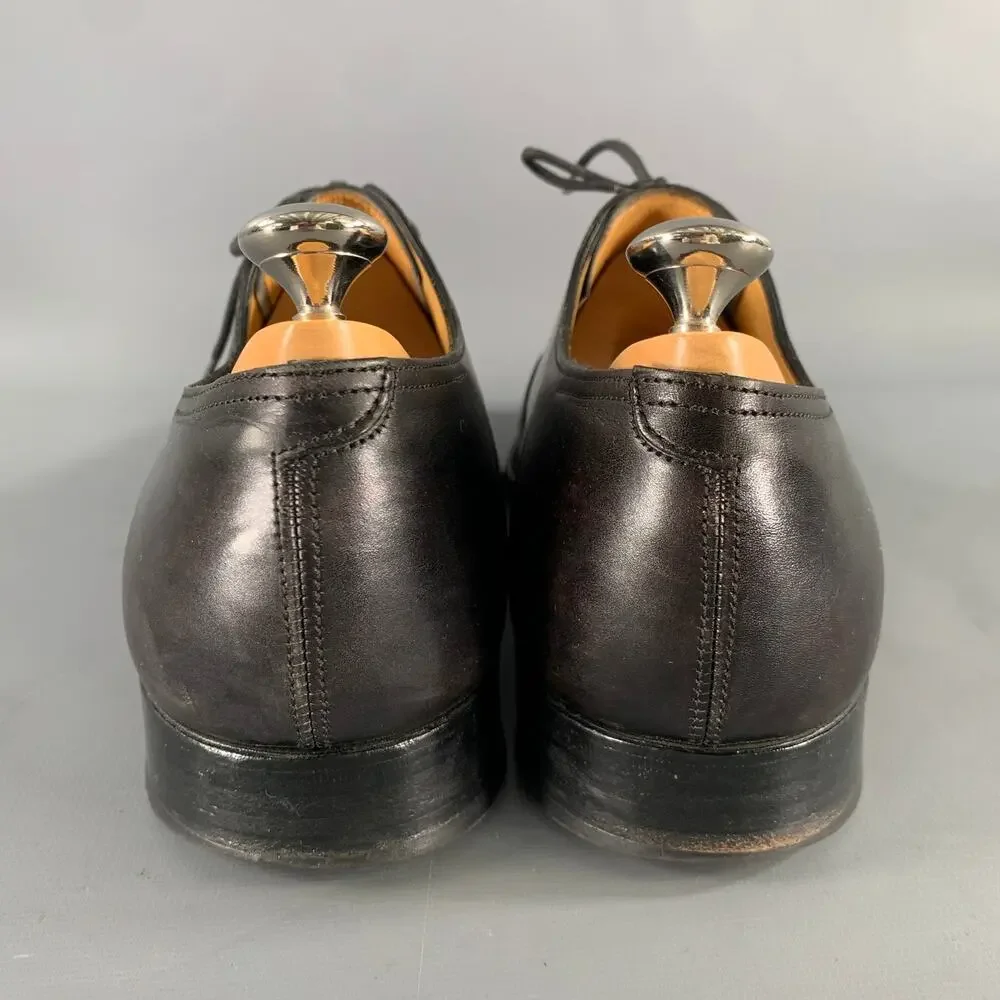 JOHN LOBB Size 9 Black Perforated Leather Pointed Toe Lace Up Shoes